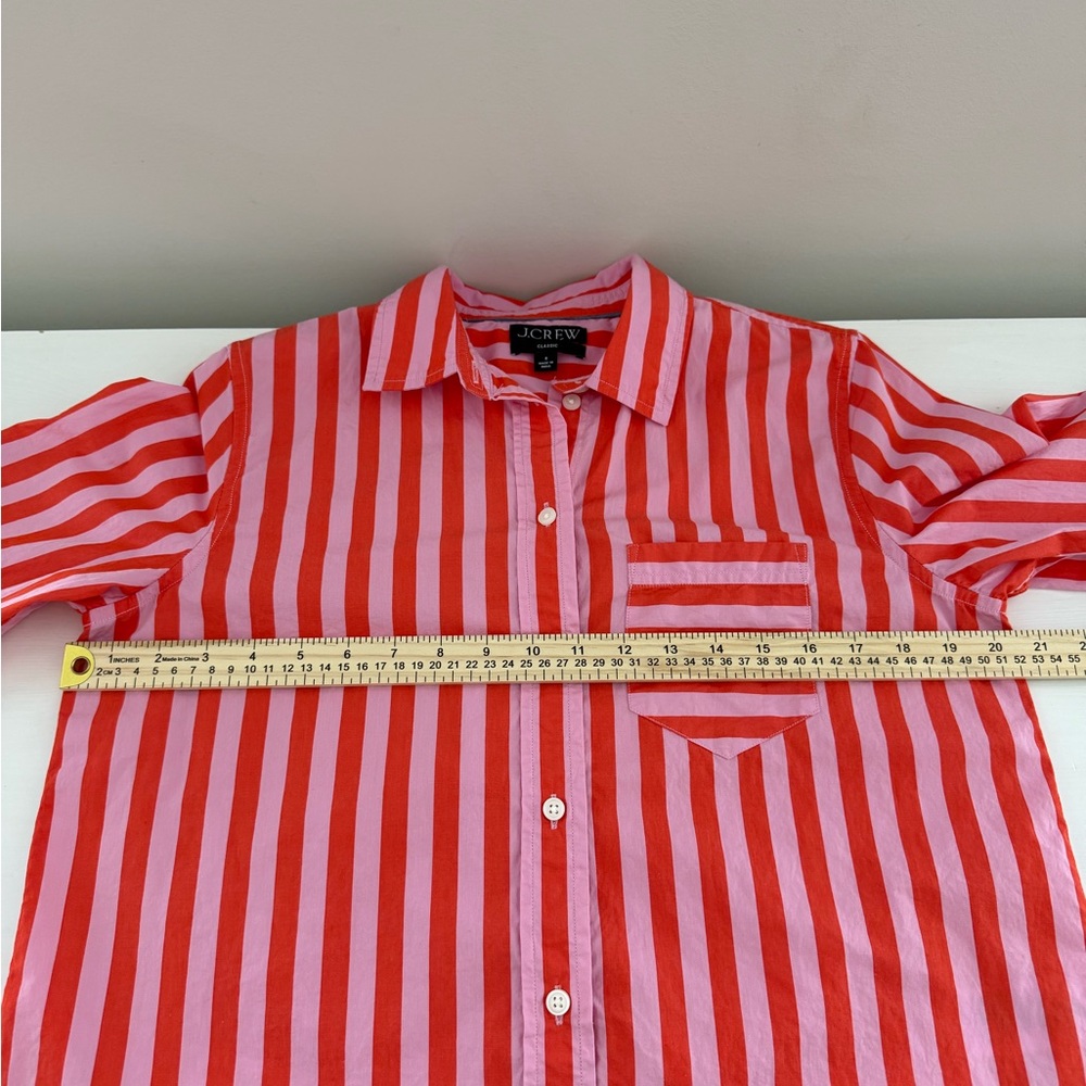 J. Crew Classic Fit Cotton Poplin Button Down Shirt Pink Red Stripe Women’s 8 - Picture 6 of 8